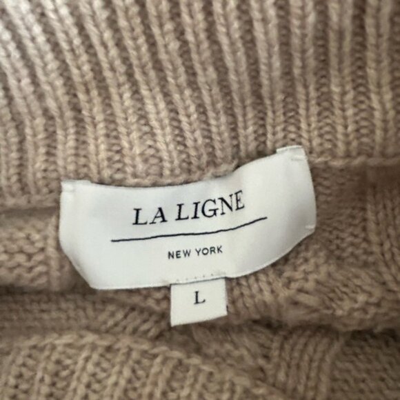 La Ligne Tan and White Crew Neck Sweater with Stripes - Picture 4 of 6